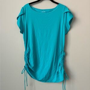 Lands' End Blue Flutter Sleeve Ruched Swim Coverup